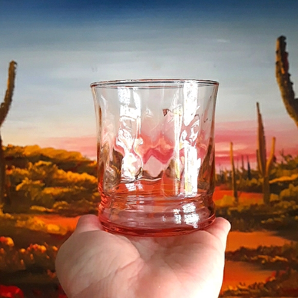 4 Vintage Pink Depression Glass Optic Swirl Glasses